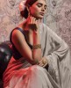Grey color Saree in Chinon Chiffon