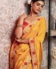 Mustard Yellow color Saree in Dola Silk