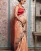 Light Peach color Saree in Dola Silk