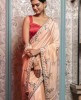 Light Peach color Saree in Dola Silk