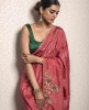 Reddish Pink color Saree in Dola Silk