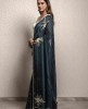 Peacock Blue Saree in Dola Silk