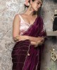 Wine color Saree in Dola Silk