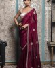 Wine color Saree in Dola Silk