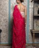 Dark Pink color Saree in  Chinnon