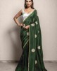Dark Green color Saree in Dola Silk