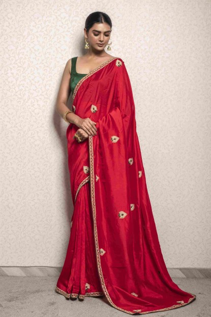 Red color Saree in Dola Silk