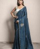 Navy Blue color Saree in Dola Silk 