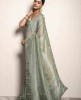 Sage Green color Saree in Soft Organza