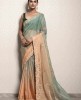 Green & Peach shaded Saree in Soft Organza
