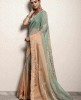 Green & Peach shaded Saree in Soft Organza