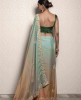 Green & Peach shaded Saree in Soft Organza