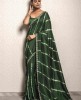 Dark Green color Leheriya style Saree in Dola Silk