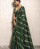 Dark Green color Leheriya style Saree in Dola Silk