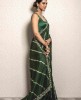 Dark Green color Leheriya style Saree in Dola Silk