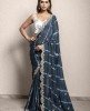Dark Blue color Leheriya style Saree in Dola Silk