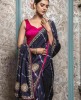 Royal Blue color Leheriya style Saree in Dola Silk