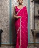 Bright Pink Leheriya Style Saree in  Dola Silk