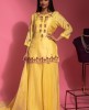 Lemon Yellow color Sharara Set in Dola Silk