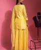 Lemon Yellow color Sharara Set in Dola Silk