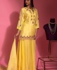 Lemon Yellow color Sharara Set in Dola Silk