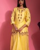 Lemon Yellow color Sharara Set in Dola Silk