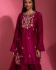 Plum color Sharara Set in Dola Silk