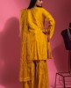 Yellow color Sharara Set in Dola Silk