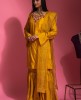 Yellow color Sharara Set in Dola Silk