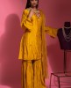 Yellow color Sharara Set in Dola Silk