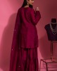 Plum color Sharara Set in Dola Silk