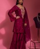 Plum color Sharara Set in Dola Silk