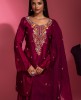 Plum color Sharara Set in Dola Silk