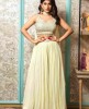 Light Yellow Crop Top & Sharara Set with heavy Dupatta in Georgette