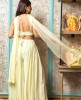 Light Yellow Crop Top & Sharara Set with heavy Dupatta in Georgette