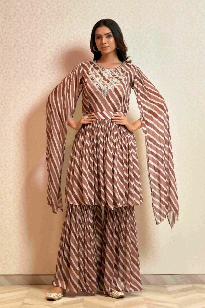 Peplum Top and Sharara in Leheriya