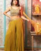Mehendi Crop Top & Sharara Set with heavy Dupatta in Georgette