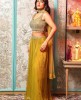 Mehendi Crop Top & Sharara Set with heavy Dupatta in Georgette