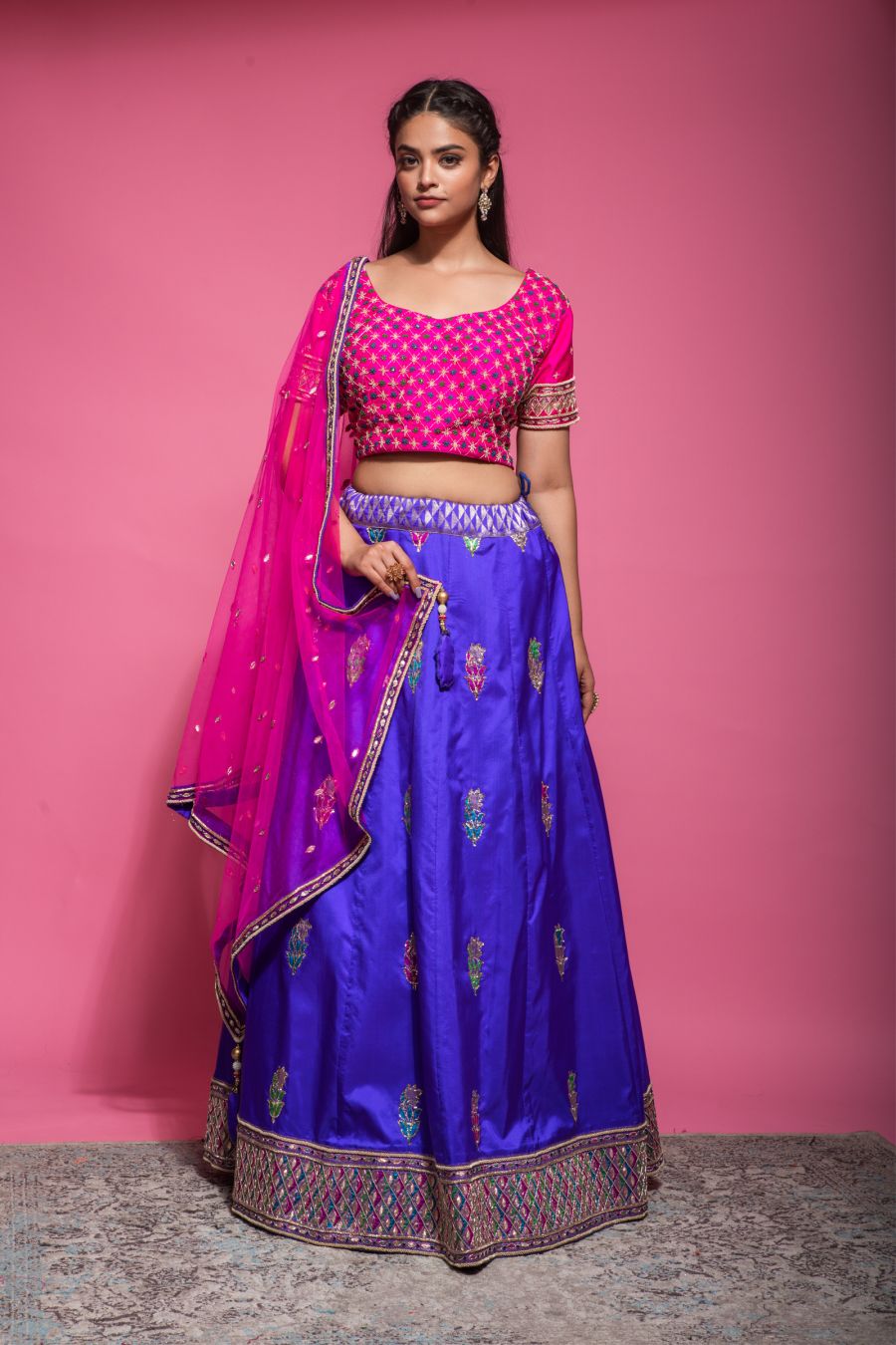 Purple & Pink traditional Skirt & Top