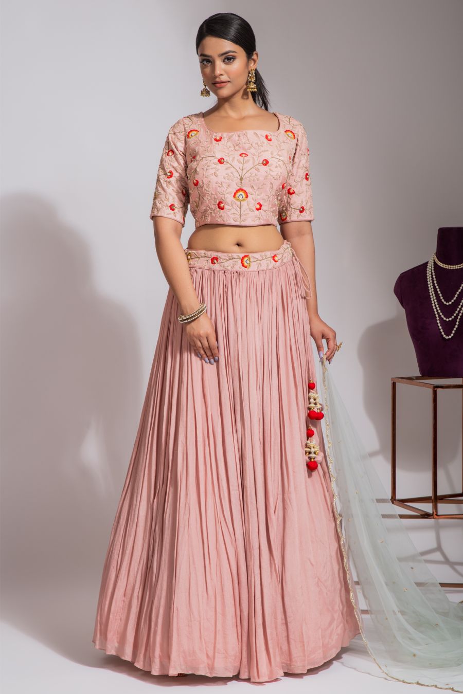 Peach Skirt and Crop Top set