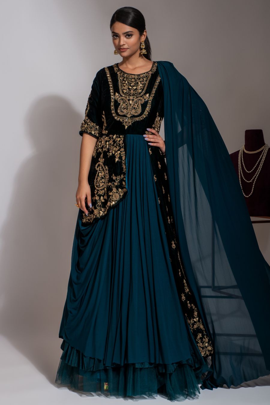 Deep Blue Green heavy gown