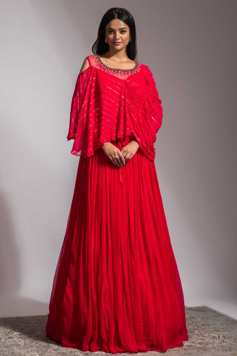 Rani Pink Poncho Style Gown