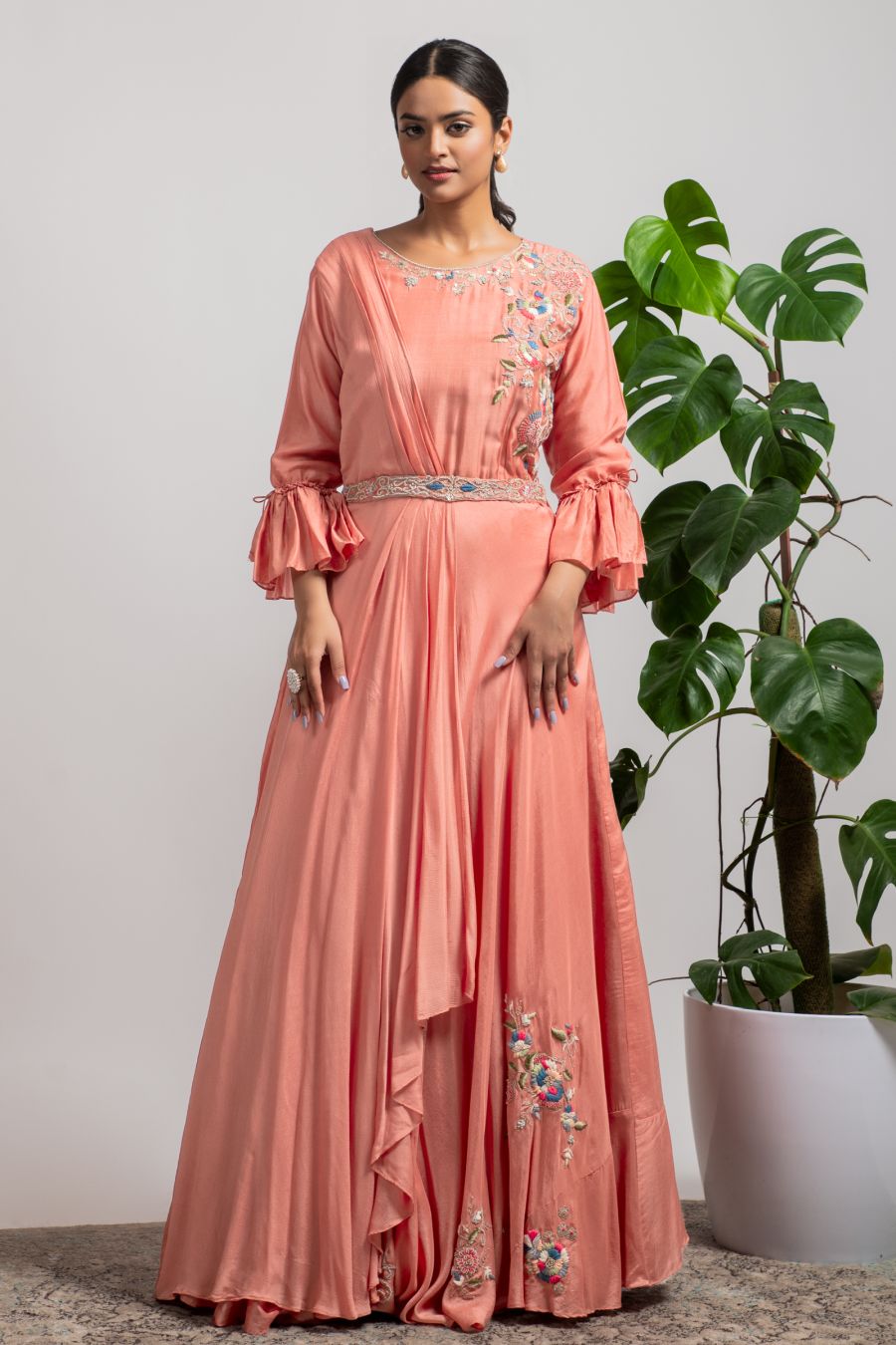 Peach Drape style Gown