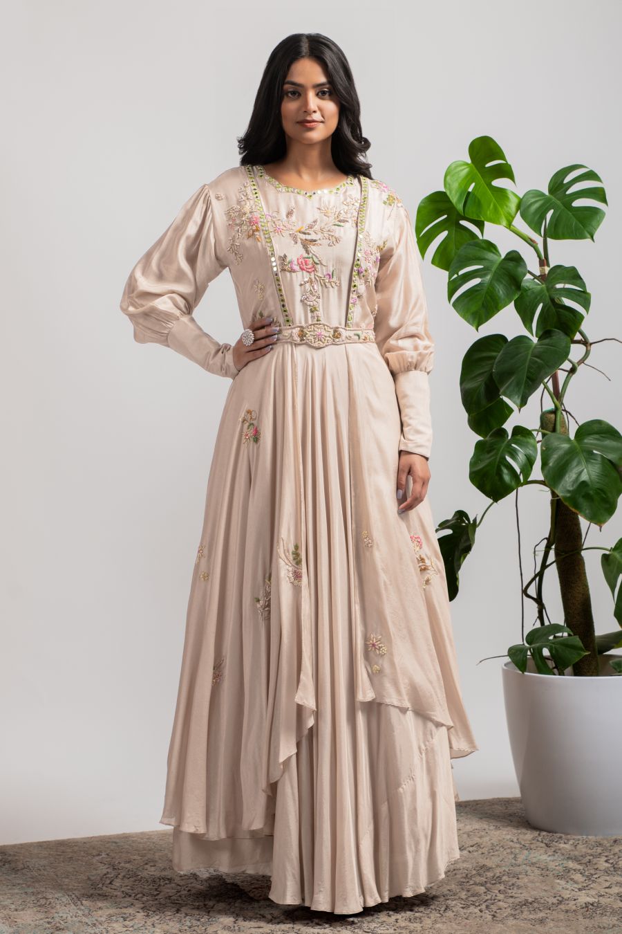 Ivory Cream Gown set with Jacket 