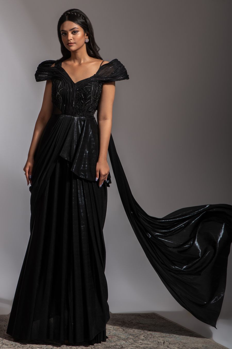 Black Poncho Style Gown