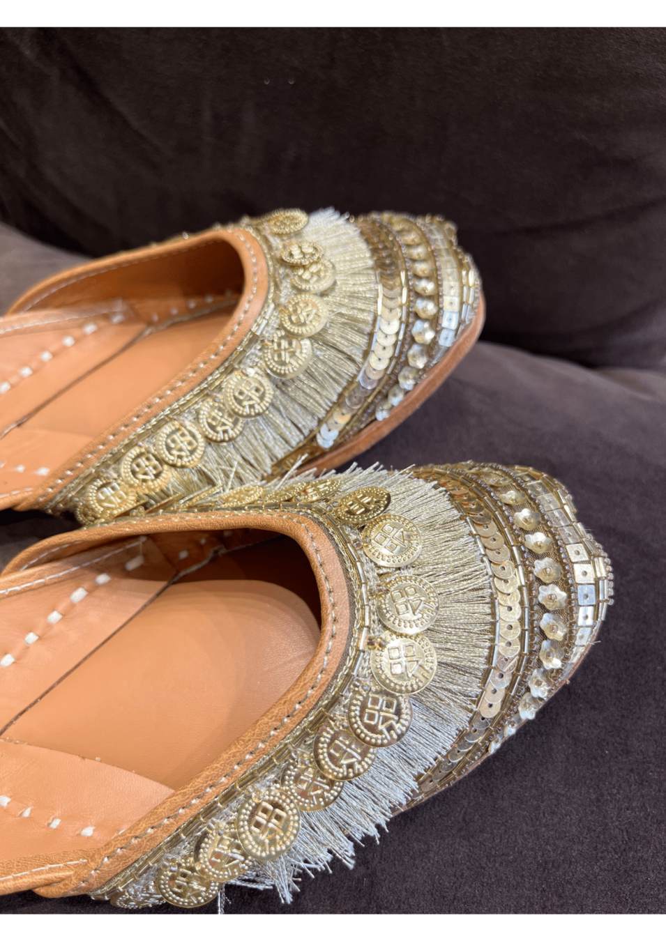 Golden hand-crafted Pure Leather Jutti 