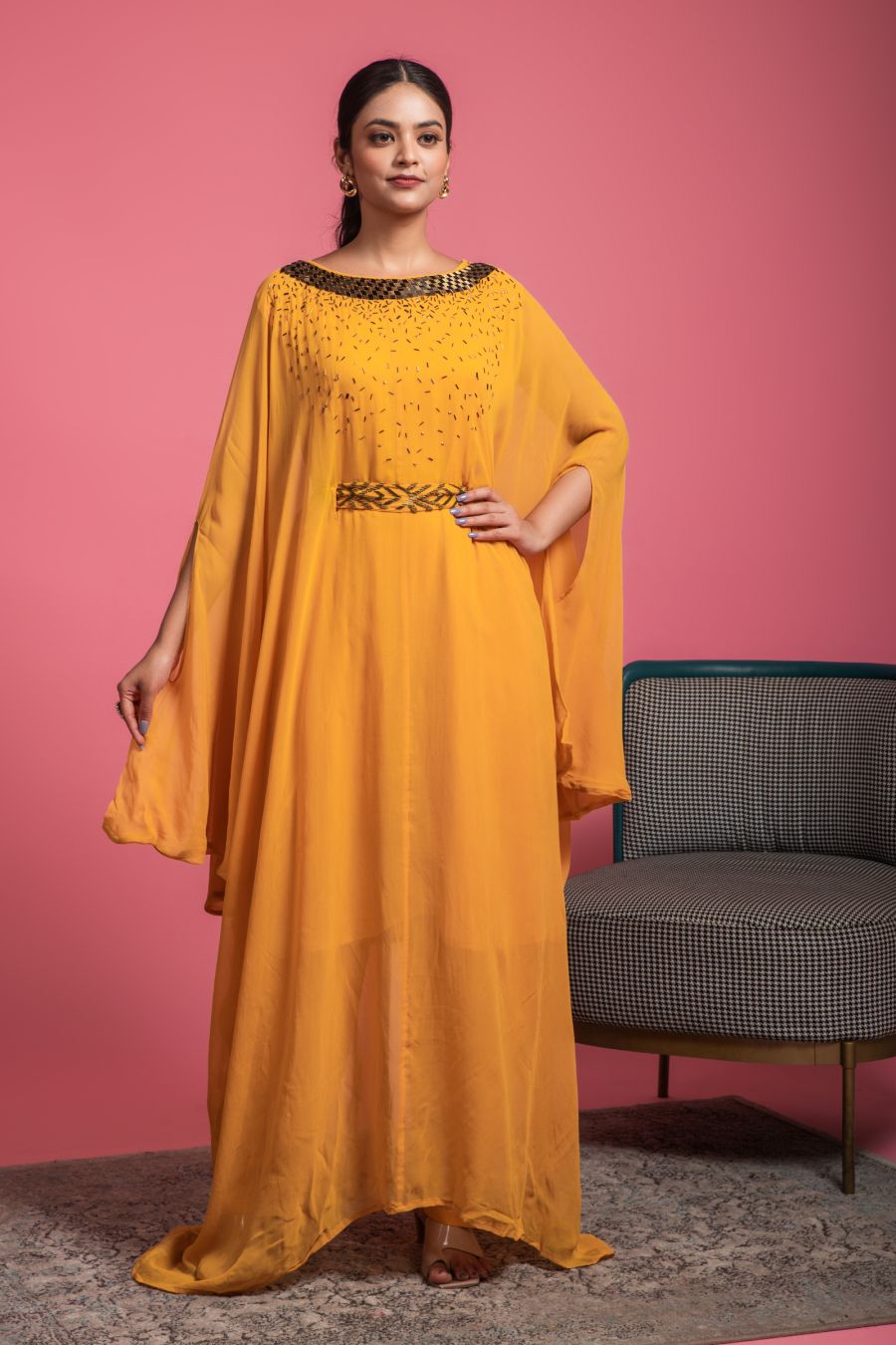 Beautiful Mustard Kaftan Dress