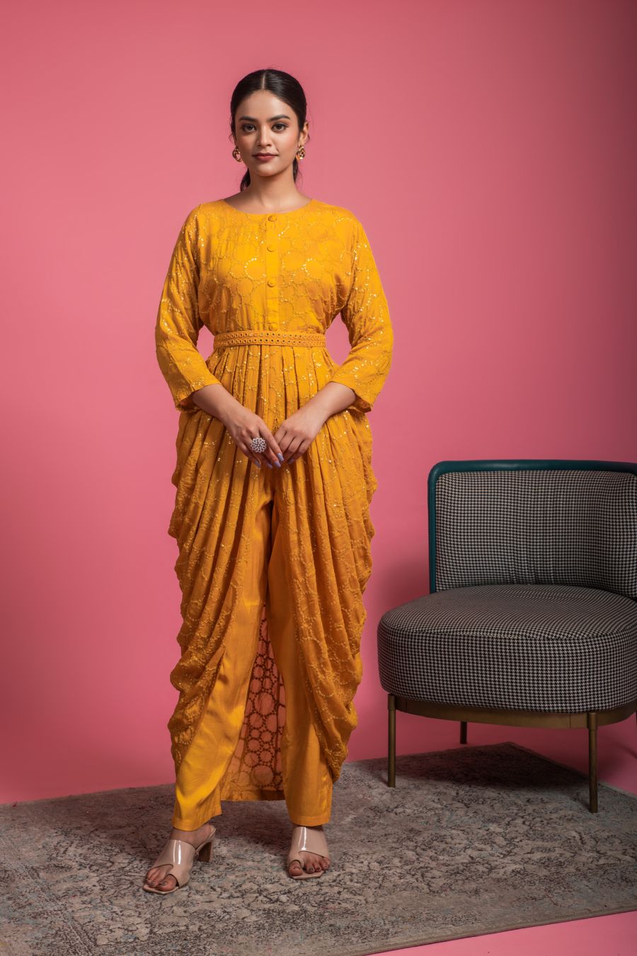 Mustard color stylish Kurti with Pants