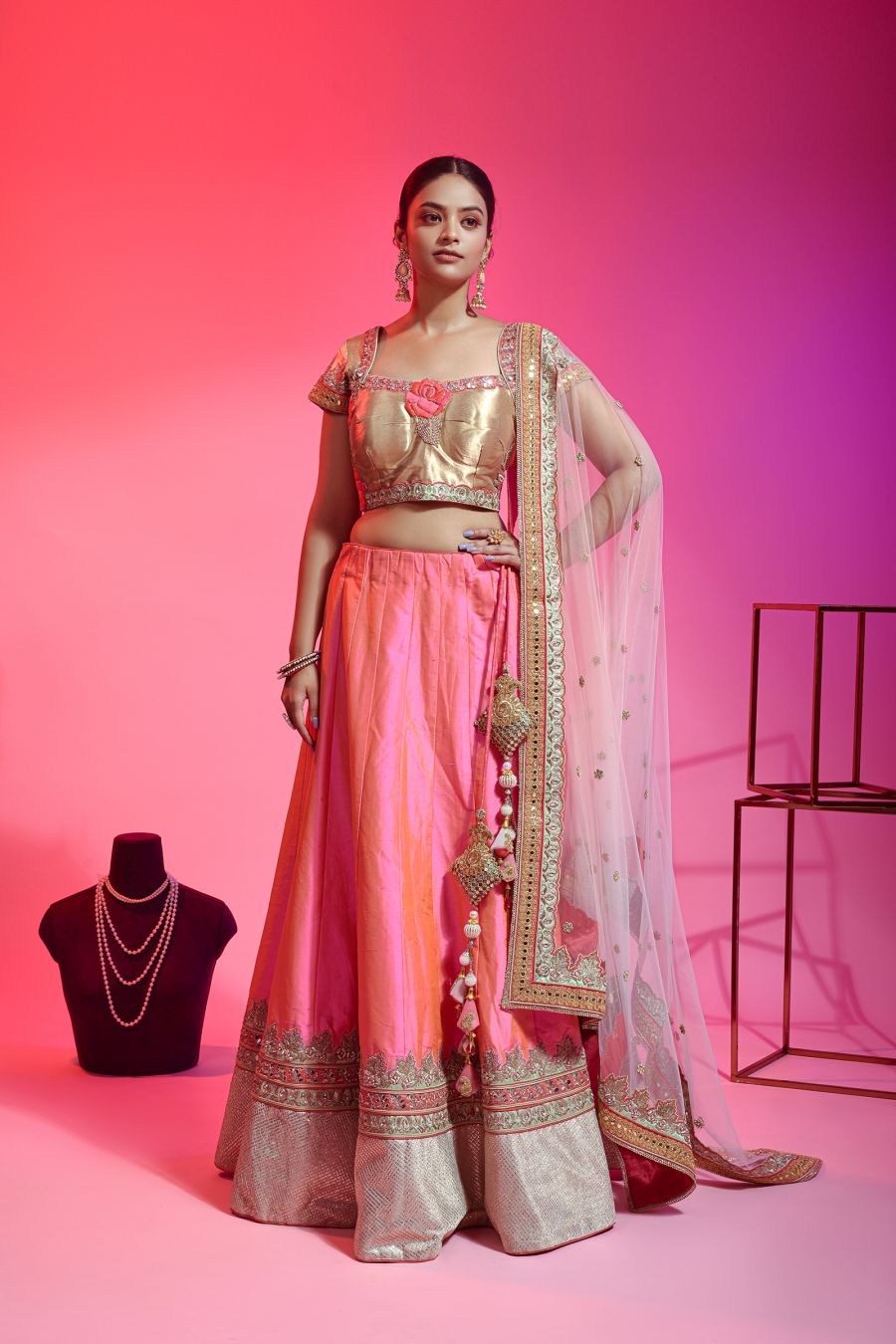 Pink Lehenga Choli With Hand Work