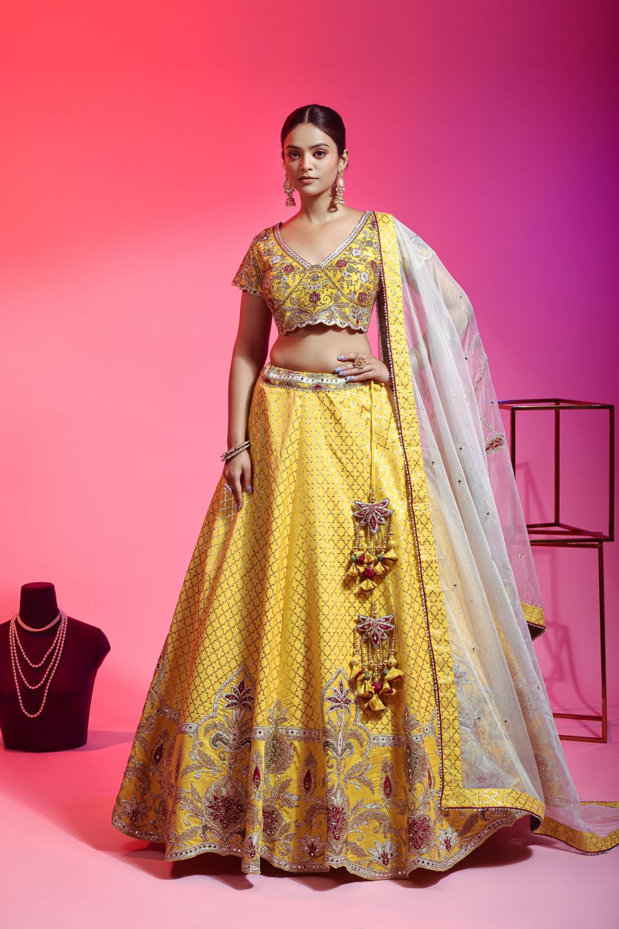 Yellow Raw Silk Lehenga Choli With Hand Work